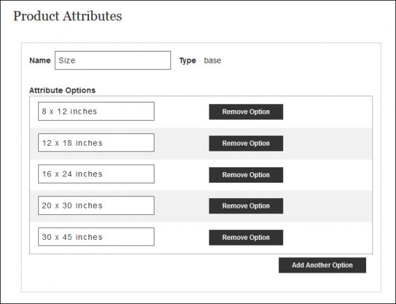 ttg cart product attributes and options