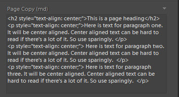 Using inline styling with HTML in the Page Copy (md) field.