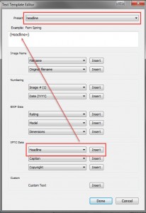 setting up a different IPTC filed to use