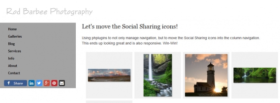 Social media sharing icons in nav container only