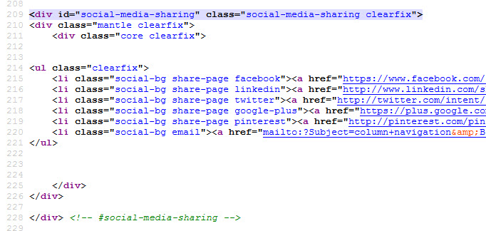 the Social Sharing code